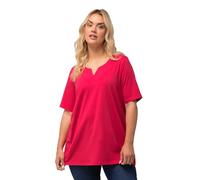 Ulla Popken T- Shirt, A-Linie, Tunika-Kragen, Halblange Ärmel, Rot, 54-56 Femme