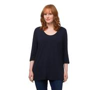 Ulla Popken T- Shirt à Manches 3/4, Bleu Nuit, 44-46 Femme