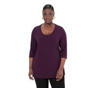 Ulla Popken T- Shirt à Manches 3/4, Noir, 52-54 Femme