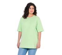 Ulla Popken T-Shirt à Manches Courtes et col Rond pour Femme Grandes Tailles, Vert, 50-52