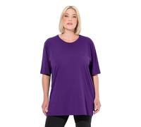 Ulla Popken T-Shirt à Manches mi-Longues pour Femme, col Rond, décontracté, Violet Profond, 66-68