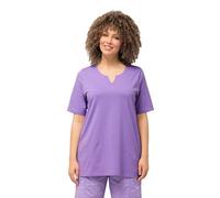 Ulla Popken T- Shirt, A-Linie, Tunika-Ausschnitt, Halbarm col en Goutte d'eau, Bleu Lilas, 44-46 Grande Taille Femmes