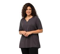 Ulla Popken T-Shirt à Manches mi-Longues pour Femme - Coupe trapèze, Gris Graphite, 48-50 Grande Taille
