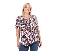 Ulla Popken T-Shirt à Manches mi-Longues pour Femme, Motif cœurs, Ourlet Pointu, Noir, 44-46