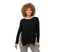 Ulla Popken T- Shirt avec empiècement plissé, Noir, 56-58 Femme