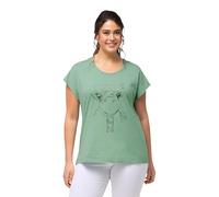 Ulla Popken T- Shirt avec imprimé en Aluminium, surdimensionné 831850, Vert Clair, 48/50 FR Femmes