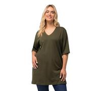 Ulla Popken T- Shirt Basique en V, Vert Forêt, 50-52 Femmes
