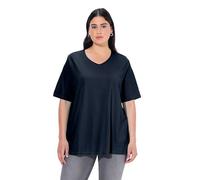 Ulla Popken T- Shirt en A, col en V, Manches mi-Longues, Marine, 48-50 Femme