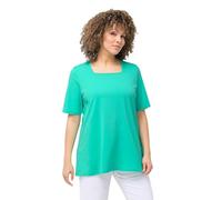 Ulla Popken T- Shirt, Ligne A, col carré, Manches mi-Longues 807286, Vert Turquoise, 52/54 FR Femmes