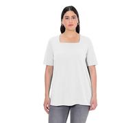 Ulla Popken T- Shirt Ligne A, col carrée, Manches mi-Longues, White Out, 56-58 Femme