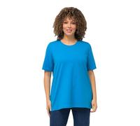 Ulla Popken T- Shirt, Ligne A, col Rond, Manches mi-Longues 807264, Bleu Saphir, 54-56 Femmes