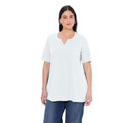 Ulla Popken T- Shirt, Ligne A, col Tunique, Manches mi-Longues, White Out, 56-58 Femme