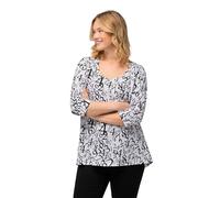 Ulla Popken T- Shirt mit Druck und 3/4 Arm, A-Line, Blanc Neige, 60/62 FR Femme