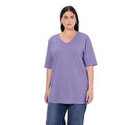 Ulla Popken T- Shirt mit V-Ausschnitt Chemise serrée, Bleu Lilas, 50-52 Femmes