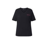 Ulla Popken Dolce Vita Classic T-Shirt à Manches Courtes et col en V pour Femme, Noir, 50-52