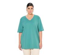 Ulla Popken T- Shirt, V-Ausschnitt, Relaxed, Halbarm, Vert, 62-64 Femmes