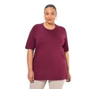 Ulla Popken T- Shirt, Rundhalsausschnitt, Relaxed, Halbarm, Baie foncée, 50-52 Femmes