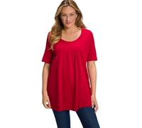 Ulla Popken T-Shirt pour Femme, Grandes Tailles, Grande Taille, Plissé, Ligne A, Col Rond, Demi-Manches, Modal Coquelicot 62+ 796473575-62+, Marine, 64/66 FR