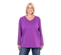 Ulla Popken T-Shirt pour Femme Grandes Tailles Grandes Tailles, col en V, décontracté, Manches Longues, Lilas, 58-60