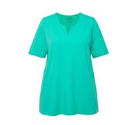 Ulla Popken T- Shirt, Ligne A, col Tunique, Manches mi-Longues 807259, Vert Turquoise, 52/54 FR Femmes