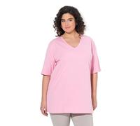 Ulla Popken T- Shirt, V-Ausschnitt, Relaxed, Halbarm, Rose, 48-50 Femmes