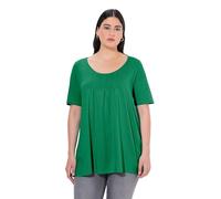 Ulla Popken T- Shirt, Zierfalten, A-Linie, Rundhals, Halbarm, Modal, Vert Émeraude, 56/58 FR Femme