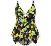 Ulla Popken Tankini Judith, Baies de Citron 826539 Ensemble, Noir, 56 cm Femmes