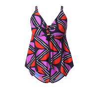 Ulla Popken Tankini 'Judith' violet / rouge / noir / blanc, Taille 4XL