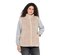 Ulla Popken Teddyweste Gilet, Mastic foncé, 58-60 Femmes