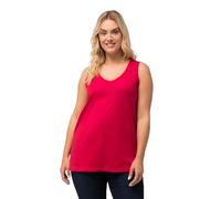 Ulla Popken Top avec Col en V, Classique T-Shirts, Rouge, 44/46 FR Femme