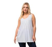 Ulla Popken Top, Plis décoratifs, Ligne A, col Rond, sans Manches, Modal T-Shirt, Blanc Neige, 54-56 pour Femme, Blanc Neige., 54-56
