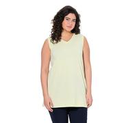 Ulla Popken Top, V-Ausschnitt, Relaxed, Ärmellos, Baumwolle T-Shirt, Pistache, 44-46 Femmes