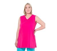 Ulla Popken Top, V-Ausschnitt, Relaxed, Ärmellos, Baumwolle T-Shirt, Rose Magenta, 44-46 Femmes