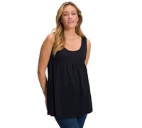 Ulla Popken Top, Zierfalten, A-Linie, Rundhals, Ärmellos, Modal T-Shirts, Schwarz, 44-46 Femme