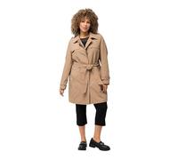 Ulla Popken Trench, Ligne A, col de Chemise, Ceinture à Nouer Coat, Marron, 48-50 Femme