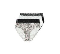 Ulla Popken Truyou-midislips, 3er-Pack, Spitze, Uni/Leomuster Culottes, Noir, 54-56 Femmes