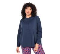 Ulla Popken Tunika, Zierriegel, A-Linie, Rundhals, Langarm Tunique, Marine, 48-50 Femmes