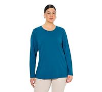 Ulla Popken Femme Grandes Tailles Jusqu'à la Taille 66. T-Shirt à Manches Longues Basic. Encolure Ronde. Bleu Vert 62+ 646801768-62+
