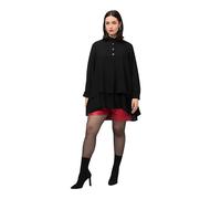 Ulla Popken Tunique à Volants à Manches Longues Blouses, Noir, 56-58 Femme