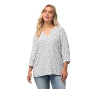 Ulla Popken Tunique avec Boutonnière et Imprimé Blouses, Blanc, 50-52 Femme