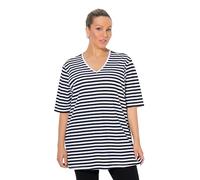 Ulla Popken Ulla Popken Damen Große Größen Übergrößen Plus Size Basic-v-Shirt, Streifen Relaxed Chemise Femme (Lot de 1)