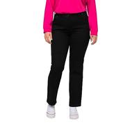 Ulla Popken Utility-Jeans Mandy, weites, gerades Bein, Cargotasche, Noir, 52-52 Femme
