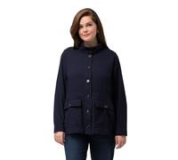 Ulla Popken Veste en Lin mélangé, col Montant Blazer, Noir, 48-50 Femmes