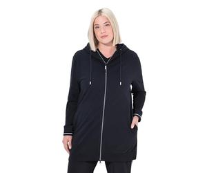 Ulla Popken Veste Oversize en Molleton, Passepoil Fantaisie, Capuche et Fermeture À Glissière À Double Sens Maillot de survtement Femme (Lot de 1)