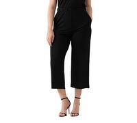 Ulla Popken, Wadenlang, Weites Bein, Elastikbund Culotte Slinky, Longueur Mollet, Jambe Large, Taille élastique, Noir, 50-52 Femmes