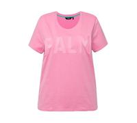 Ulla Popken Womenswear T-Shirt à Manches Courtes brodé avec Paume courbée 829260, Rose Clair, 56-58