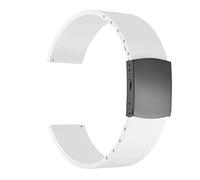 ULLCHRO Bracelet de rechange en silicone avec boucle déployante en acier inoxydable 16 mm, 18 mm, 20 mm, 22 mm, 24 mm, blanc, 22mm, Bracelet