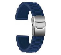 ULLCHRO Bracelet Montre Haute Qualité Remplacer Silicone Bracelet Montre Link Pattern - 16mm, 18mm, 20mm, 22mm, 24mm Caoutchouc Montre Bracelet avec Boucle Déployante Acier inoxydable (16mm, bleu)