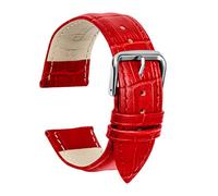 ULLCHRO Bracelet Montre Remplacer Top Cuir Véritable Bracelet de Montre Couture - 12, 14, 16, 18, 19, 20, 21, 22, 24 mm Bracelet Montre Remplacer avec Acier Inoxydable Boucle (12mm, rouge)