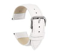 ULLCHRO Bracelet Montre Remplacer Top Cuir Véritable Bracelet de Montre Couture - 12, 14, 16, 18, 19, 20, 21, 22, 24 mm Bracelet Montre Remplacer avec Acier Inoxydable Boucle (19mm, blanc)